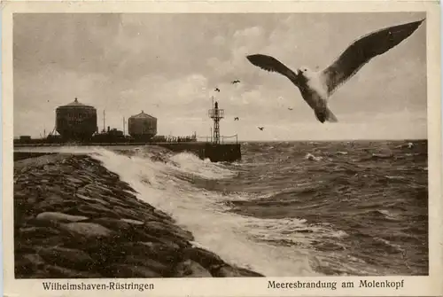 Wilhelmshaven - Meeresbrandung am Molenkopf -488624