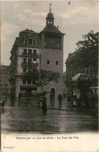 Geneve par un jour de pluie - La Tour de l Ile -466952
