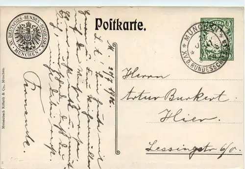 München - 15. Deutsches Bundesschiessen 1906 - Ganzsache -491330