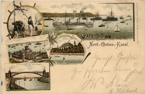 Kiel - Gruss vom Nord-Ostsee-Kanal - Litho -491254