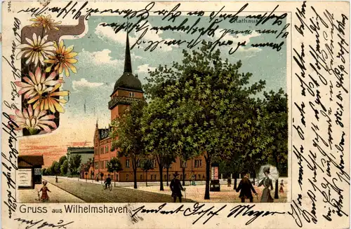 Gruss aus Wilhelmshaven - Rathaus - Litho -492280