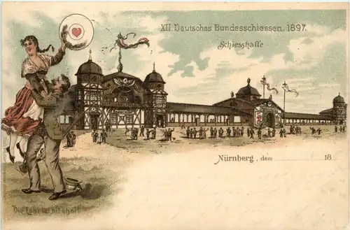 Nürnberg - 7. Deutsches Bundesschiessen 1897 - Litho -491228