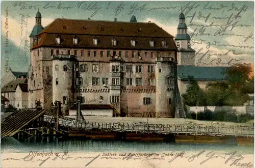 Offenbach am Main - Schloss und Schiffbrücke im Jahre 1887 -493050