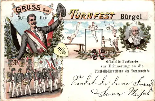 Offenbach - Gruss vom Turnfest Bürgel - Litho -493396