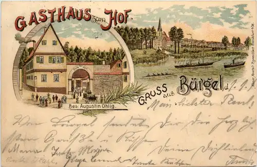 Offenbach - Gruss aus Bürgel - Gasthaus zum Hof - Litho -493386