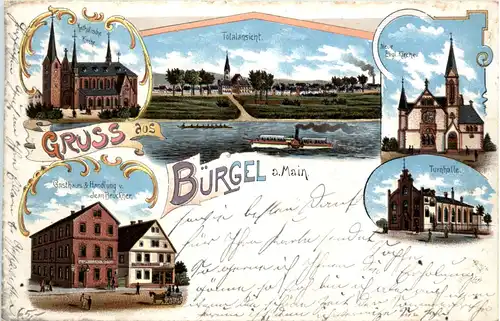 Offenbach - Gruss aus Bürgel - Litho -493392