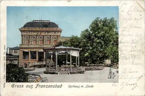 Gruss aus Frnzensbad - Kurhaus mit Linde -493818