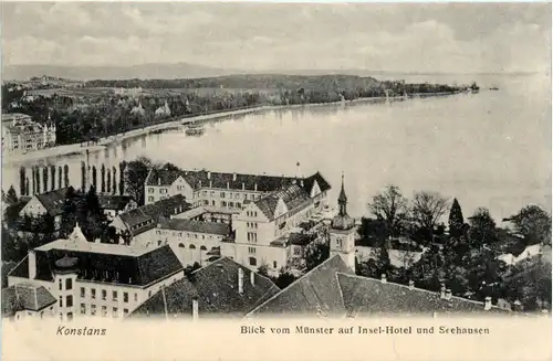 Konstanz, Blick vom Münster auf Insel Hotel und Seehausen -391692