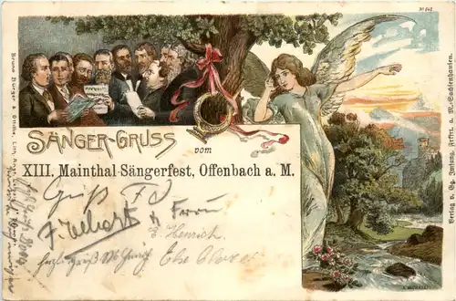 Offenbach - Maintal Sängerfest 1898 - Litho -493728