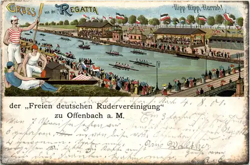 Offenbach - Gruss von der Regatta - Litho -493748