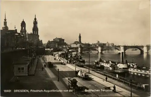 Dresden, Friedrich-Augustbrücke von der Brühlschen Terrasse -392578