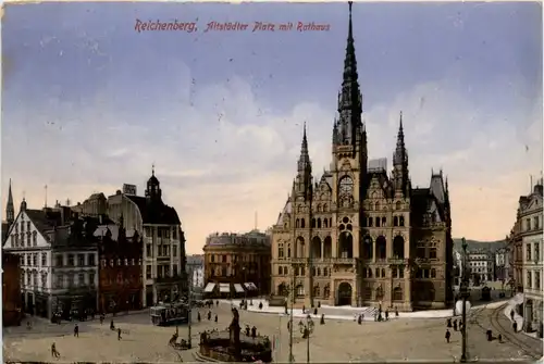 Reichenberg - Altstädter Platz mit Rathaus -494108