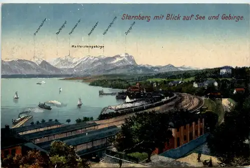 Starnberg mit Blick auf See und Gebirge -392512