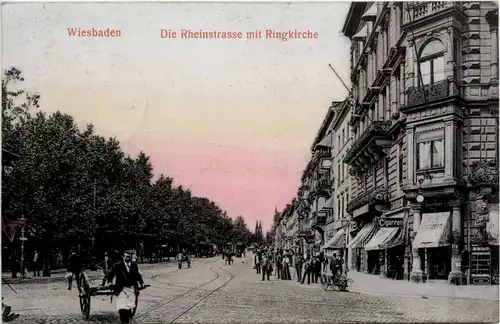 Wiesbaden, die Rheinstrasse mit Ringkirche -393060