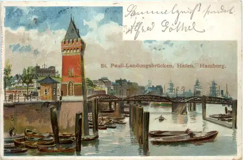 Hamburg - Landungsbrücken - Litho -472764