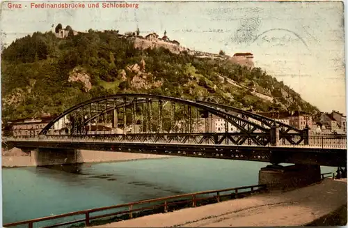 Graz, Ferdinandsbrücke und Schlossberg -394946