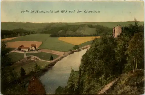 Partie im Zschopautal mit Blick nach dem Raubschloss -394578