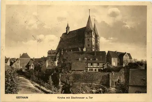 Geithain, Kirche mit Stadtmauer u.Tor -395882