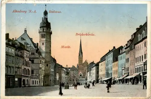 Altenburg S.A.. Rathaus, Markt, Brüderkirche -395880