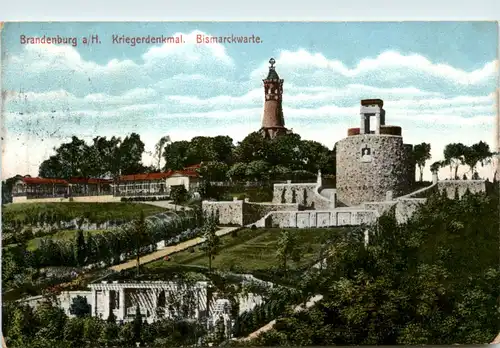 Brandenburg-Havel, Kriegerdenkmal mit Bismarckwarte -395752