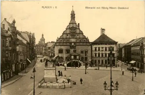 Plauen, Almarkt mit König Albert-Denkmal -395800