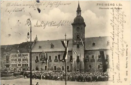 Freiberg, Obermarkt mit Rathaus -395878
