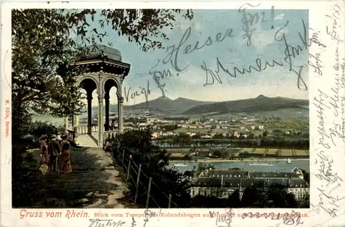 Gruss vom Rhein, Blick vom Tempel des Rolandsbogen auf Honnef -396378