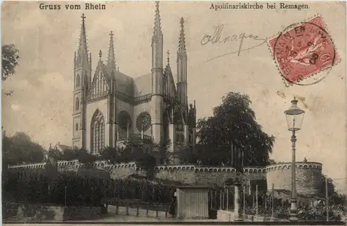 Gruss vom Rhein, Apollinariskirche bei Remagen -396372