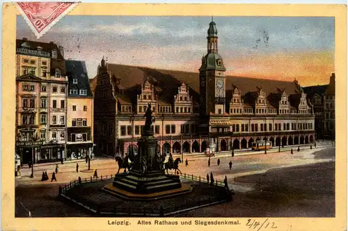Leipzig, Altes Rathaus und Siegesdenkmal -395960