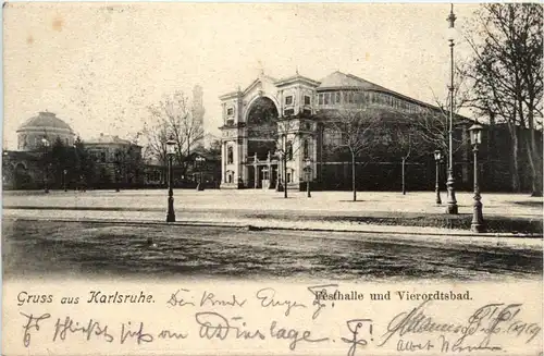 Gruss aus Karlsruhe, Festhalle und Vierordtsbad -396978