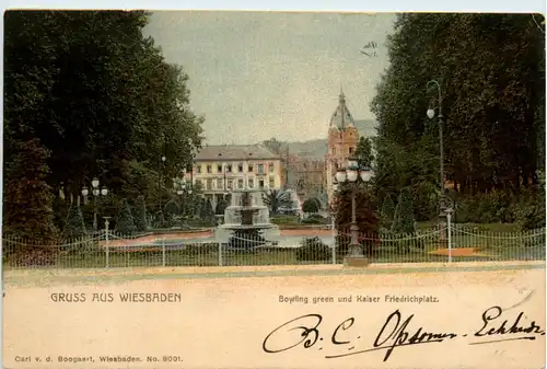 Gruss aus Wiesbaden, Bowling Green und Kaiser Friedrichplatz -397158