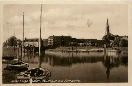 Wittenberge, Hafen, Blick auf die Fährstelle -397682