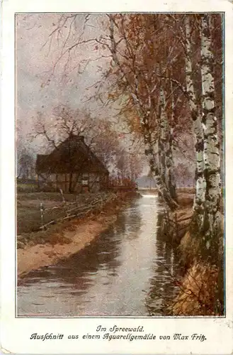 Spreewald, Ausschnitt aus einem Aquarellgemälde von Max Fritz -397088