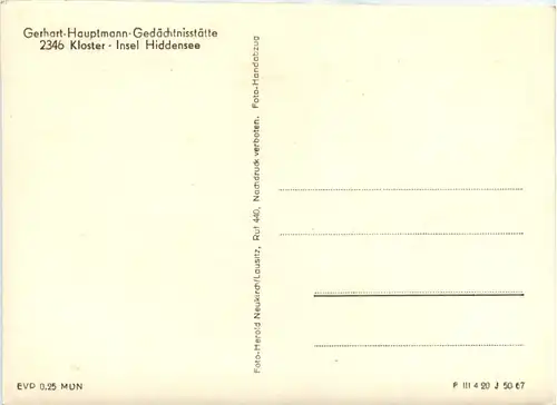 Insel Hiddensee, Gerhart-Hauptmann-Gedächtnisstätte, Kloster -456692