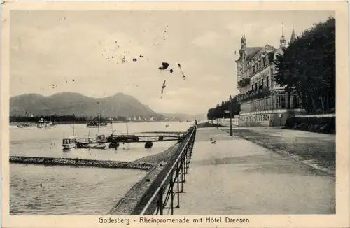 Godesberg - Rheinpromenade mit Hotel Dreesen - Feldpost 402 - Kgl Bay. Lazarett Zug -454184