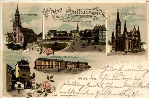 Gruss aus Mülhausen - Litho -477200