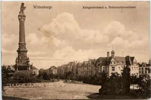 Wittenberge, Kriegerdenkmal u. Hohenzollernstrasse -397634