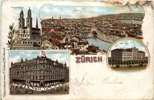 Gruss aus Zürich - Warenhaus Jelmoli - Litho -494478