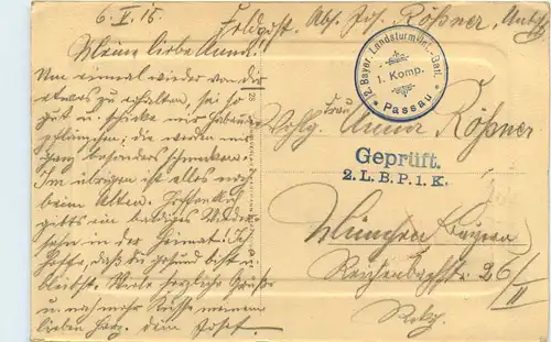Strassburg - Feldpost 2. Bayr. Landsturm Passau -495442