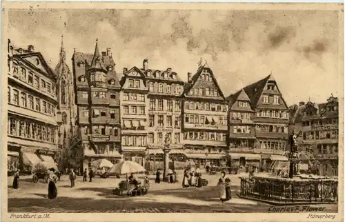 Frankfurt - Römerberg - Künstlerkarte Charles F Flower -495288