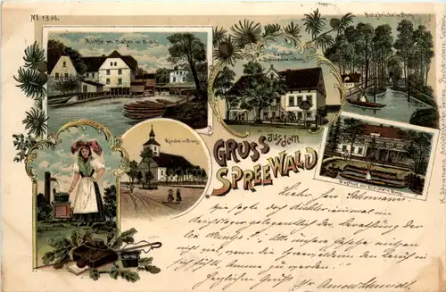 Gruss aus dem Spreewald - Burg - Litho -495036