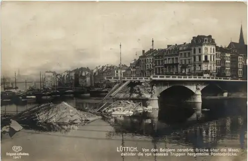 Lüttich - Zerstörte Brücke über die Maas -494454