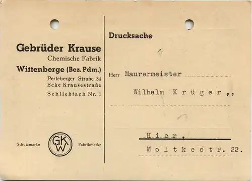 Wittenberge - Gebrüder Krause - Chemische Fabrik -495040