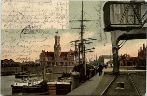 Bremen, Freihafen mit Hafenhaus -375868