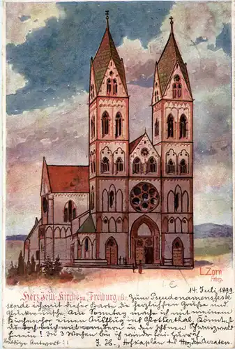 Herz Jesu Kirche Freiburg - Litho -496012