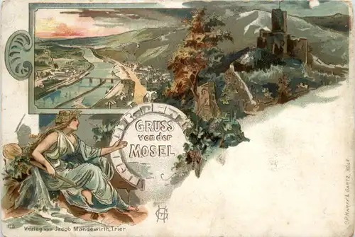 Gruss von der Mosel - Trier - Litho -496198