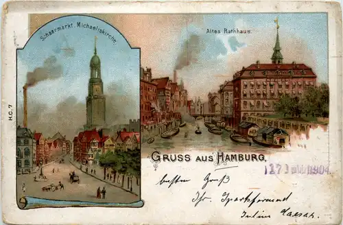 Gruss aus Hamburg - Litho -496678