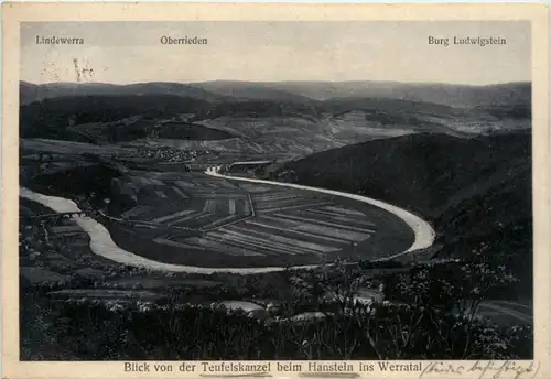 Gruss von der Teufelskanzel beim Hanstein im Werratal -496688