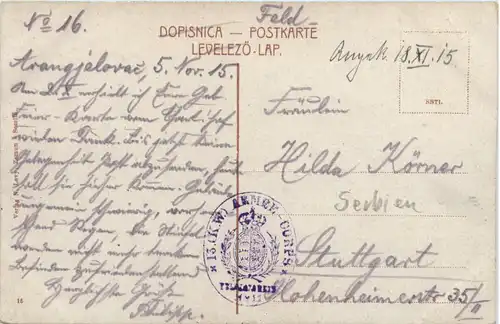 Zemun - Semlin Zimony - Feldpost 13. KW Armee Korps -460450