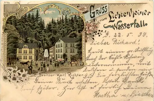 Gruss vom Lichtenhainer Wasserfall - Litho - Sebnitz -496794